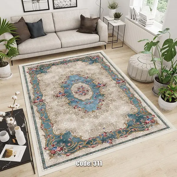 فرشینه و قالیچه ( مستطیل ، گرد ، بیضی ) جنس پارچه شانل ترک طرح سنتی مناسب هال و پذیرایی برند دفه کد 311