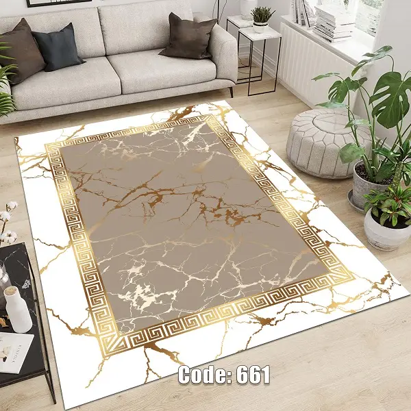 فرشینه و قالیچه ( مستطیل ، گرد ، بیضی ) جنس پارچه شانل ترک طرح سنتی مناسب هال و پذیرایی برند دفه کد 661