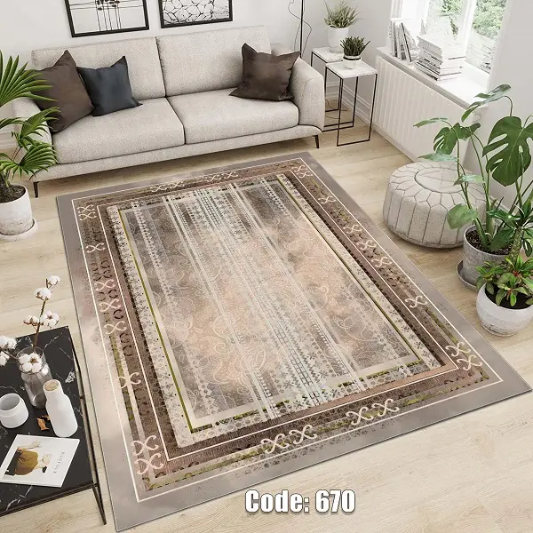 فرشینه و قالیچه ( مستطیل ، گرد ، بیضی ) جنس پارچه شانل ترک طرح سنتی مناسب هال و پذیرایی برند دفه کد 670