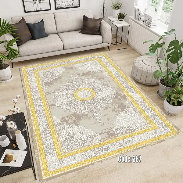 فرشینه و قالیچه ( مستطیل ، گرد ، بیضی ) جنس پارچه شانل ترک طرح وینتیج مناسب هال و پذیرایی برند دفه کد 387