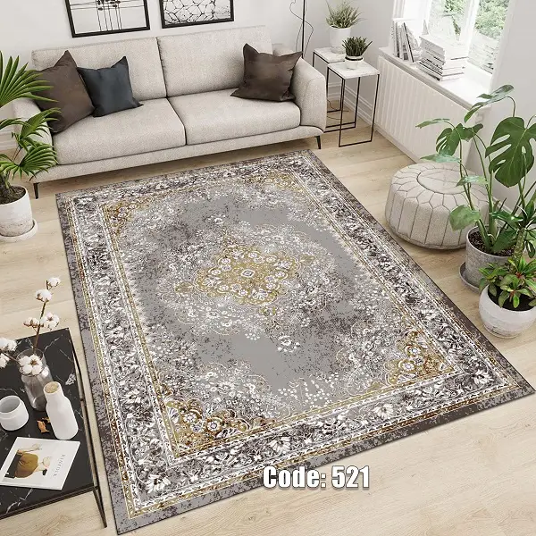 فرشینه و قالیچه ( مستطیل ، گرد ، بیضی ) جنس پارچه شانل ترک طرح وینتیج مناسب هال و پذیرایی برند دفه کد 521