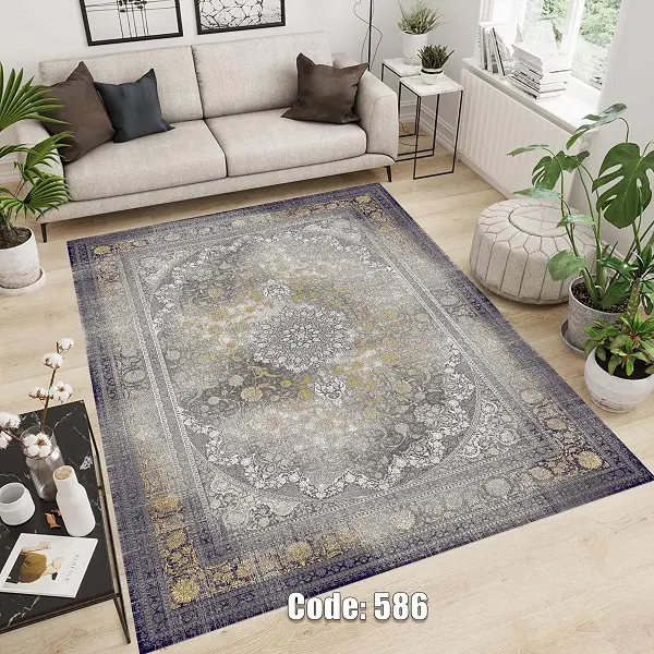 فرشینه و قالیچه ( مستطیل ، گرد ، بیضی ) جنس پارچه شانل ترک طرح وینتیج مناسب هال و پذیرایی برند دفه کد586