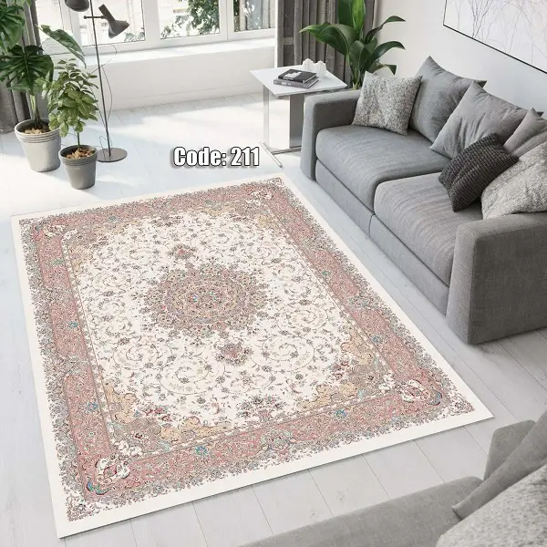 فرشینه و قالیچه ( مستطیل ، گرد ، بیضی ) جنس پارچه شانل ترک طرح سنتی و مدرن مناسب هال و پذیرایی برند دفه کد 211