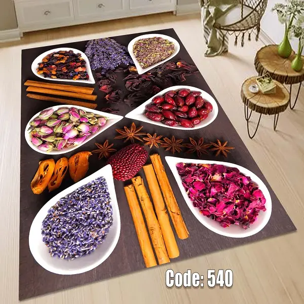 فرشینه و قالیچه ( مستطیل ، گرد ، بیضی ) جنس پارچه شانل ترک طرح فانتزی مناسب آشپزخانه برند دفه کد  540