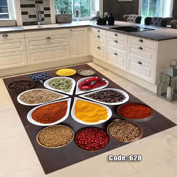 فرشینه و قالیچه ( مستطیل ، گرد ، بیضی ) جنس پارچه شانل ترک طرح فانتزی مناسب آشپزخانه برند دفه کد  628