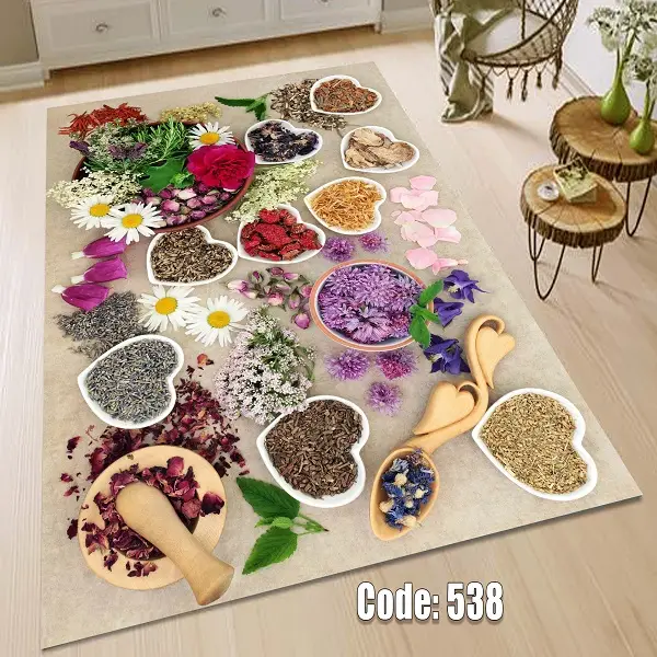 فرشینه و قالیچه ( مستطیل ، گرد ، بیضی ) جنس پارچه شانل ترک طرح سنتی و مدرن مناسب هال و پذیرایی برند دفه کد 538