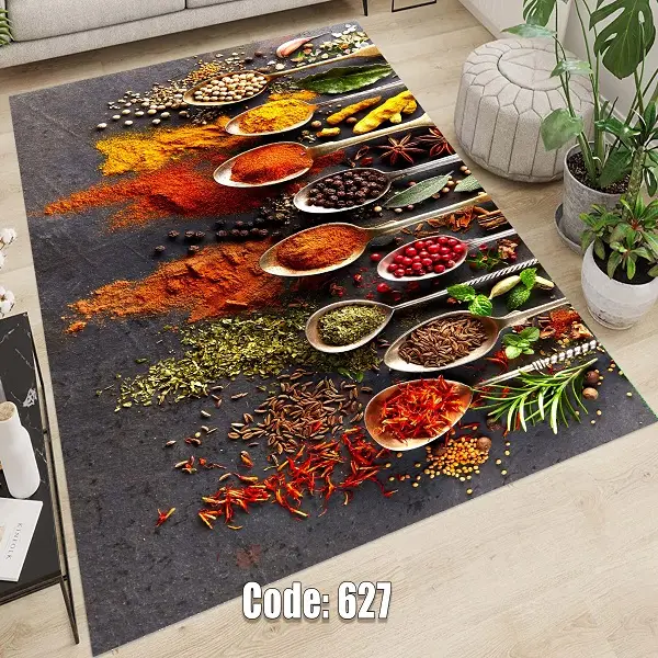 فرشینه و قالیچه ( مستطیل ، گرد ، بیضی ) جنس پارچه شانل ترک طرح سنتی و مدرن مناسب هال و پذیرایی برند دفه کد 627
