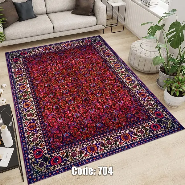 فرشینه و قالیچه ( مستطیل ، گرد ، بیضی ) جنس پارچه شانل ترک طرح سنتی و مدرن مناسب هال و پذیرایی برند دفه کد 704